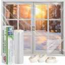 FLYZZZ Window Insulation Kit - 62x393in Window Insulation Kit for Winter with Widen Double-Sided Tape, Thickened Plastic Window Covering for Winter Can Insulates 10 Windows