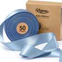 Keypan Blue Satin Ribbon 1-1/2 Inch x 50 Yards Double-Faced Ribbons for Gift Wrapping Flower Bouquet Wedding Paper Bows Invitations Crafts