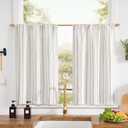 jinchan Striped Kitchen Curtains 36 Inches Linen Look Cafe Curtains Modern Farmhouse Tiers for Living Room Bathroom RV Small Windows Light Filtering Rod Pocket 2 Panels Black on White