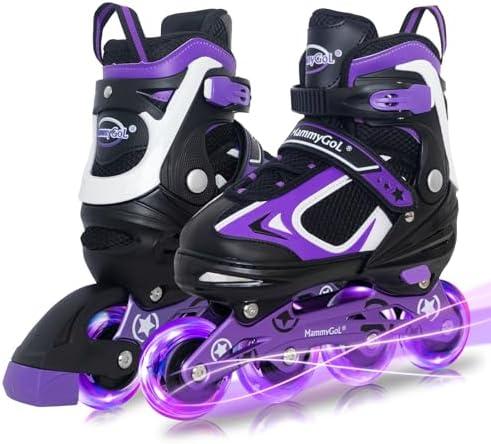 MammyGol Adjustable Inline Skates for Kids Boys Girls Youth Beginner with Light up Wheels Ages 5-8