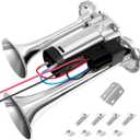 Air Horn for Truck Boats Car, 150DB Super Loud Train Horns Kit with 120 PSI Air Compressor (silver)