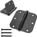 3 Pack Matte Black Door Hinges Black 3.5 x 3.5 Inch Interior Door Hinges 3 1/2 Inch Thicken with Round 5/8" Radius Corners, Hardware Door Hinge Replacement