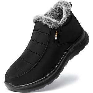 TEMOFON Womens Winter Snow Boots Warm Fur Lined Booties Waterproof Outdoor Shoes Comfortable Slip On Ankle Boot (44, Black)