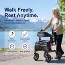 BlessReach Rollator Walkers for Seniors with Seat, Lightweight Aluminum Frame Walkers wiht Seat, 350 lbs Weight Capacity, 8" All-Terrain Wheels, 6-Level Adjustable Height, Purple