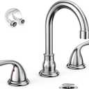 Phiestina Brushed Nickel Retro Vintage 8 Inch 3 Hole Bathroom Sink Faucet, 2 Handle Widespread Faucet with Metal Pop up Drain and Water Supply Lines, BF03065-B11-GBN