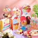 MotiMind 24 Pcs Ice Cream Party Favor Bags with Handles Summer Sprinkles Ice Cream Gift Paper Bags Goodie Treat Wraps for Summer Candy Pool Party Supplies