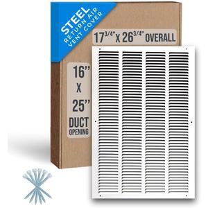 Fits 16x25 Duct Opening | Steel Return Air Grille by Handua | Vent Cover Grill for Sidewall and Ceiling | White | HVAC Cold Air Intake Grille | Outer Dimensions: 17.75"W X 26.75"
