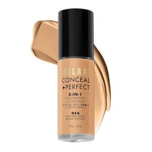 Milani Conceal + Perfect 2-in-1 Foundation + Concealer for a Flawless Complexion, Under Eye Corrector, Cover Redness and Imperfections, Waterproof and Sweatproof - Natural Beige Milani Conceal + Perfect 2-in-1 Foundation + Concealer for a Flawless Complexion, Under Eye Corrector, Cover Redness and Imperfections, Waterproof and Sweatproof - Natural Beige