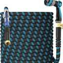 200Ft Non-Expandable Garden Hose, Flexible Water Hose with 10-Pattern Spray Nozzle, Lightweight Hose Pipe, Kink-Free, Leak-Proof, 3/4" Solid Metal Fittings