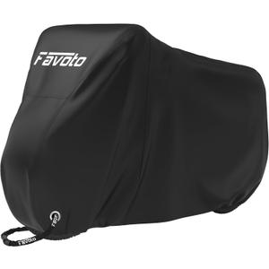 Favoto Bike Cover Waterproof Outdoor - Bicycle Covers for 1 or 2 Bikes Outside Storage Rain Dust Sun Wind Proof with Lock Hole Storage Bag for Ebike Mountain Road Electric Bike (Black)