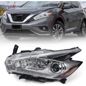 Huray Left Halogen Headlight Assembly Fit for Nissan Murano 2015 2016 LH OE Factory LED DRL Projector Headlamp w/o Bulbs Replacement Driver Side