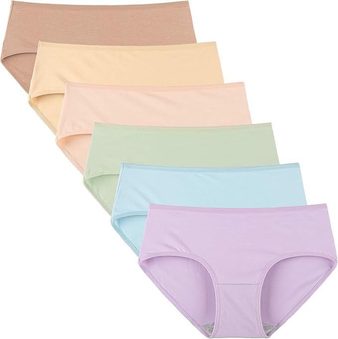 Womens Underwear Cotton Hipster Panties Regular & Plus Size 6-Pack, Small