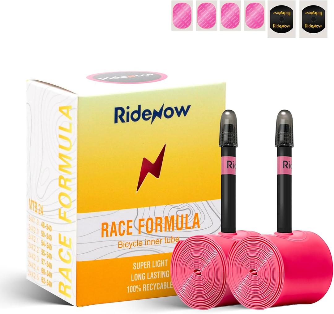 RideNow 2-Pack MTB Bike Inner Tube 24//26/27.5/29" for 1.3-2.0/1.9-2.5, with MTB/Ebike/Gravel 45/65mm Metal/TPU Presta Valve, Ultra-Light Puncture Resistant Bike Inner Tube(Include Patch Repair Kits)