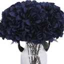 2Bouquets Artificial Fake Flowers Silk Hydrangea Arrangements Wedding Bouquets Decorations Plastic Floral Home Kitchen Garden Party Festival Bar DIY (Navy Blue)