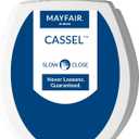 Mayfair Cassel Slow Close Toilet Seat, Easy Clean, Non Slip Premium Wood Seat, Easy Install, Made in USA, Round, White