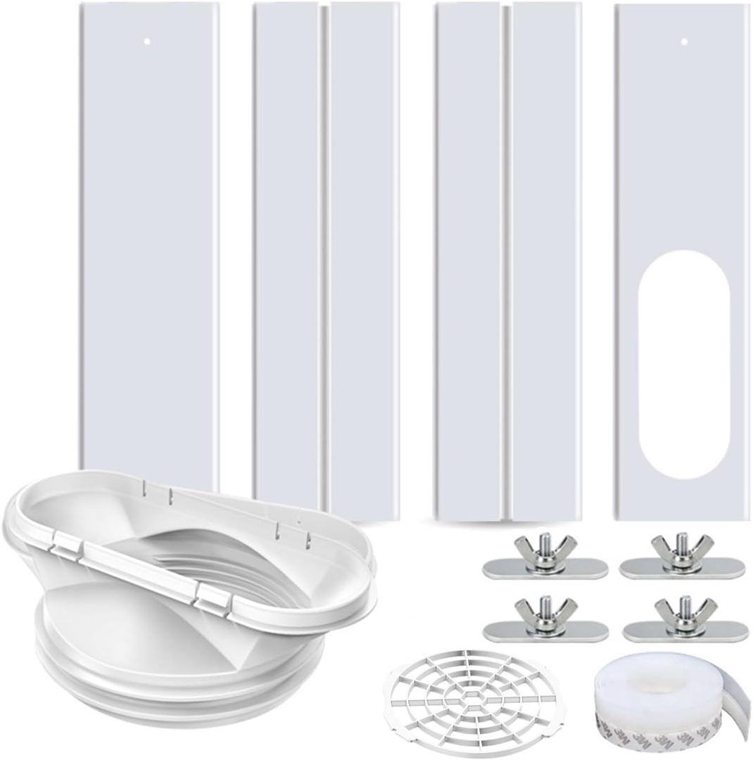 Portable Air Conditioner Window Kit, 2-in-1 Universal Window Seal for 5.1"/ 5.9" Exhaust Hose and Tumble Dryer, Mobile A/ C Window Vent Seal Kit with 4 Adjustable Seal Plate