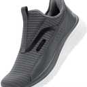 FitVille Men's Extra Wide Slip on Walking Shoes with Arch Support Men Slip on Sneakers for Foot Pain Relief-Stepease V2 (10.5 Wide, Nocturne Gray)