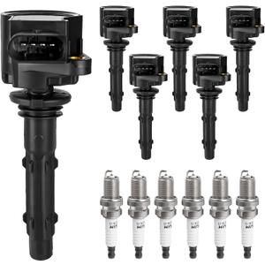 Ignition Coils Pack and Spark Plugs fit for V6 3.0 3.5 Mercedes Benz C300 C350 E350 E550 ML350 ML550 GL450 GL550 S550 SL550 GLK350, 2006 2007 2008 2009 2010 2011 2012 2013 3.0L 3.5L, UF535, Set of 6