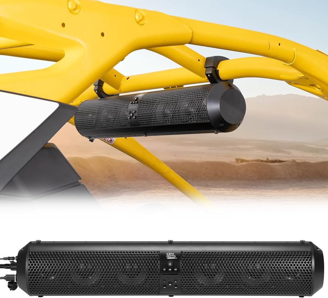 KEMIMOTO UTV Soundbar 28-Inch 6 Speakers SXS Sound Bar Wireless Control Bluetooth-Compatible X3 Speakers Compatible with Polaris Can am Talon CForce for 1.56"- 2.25" Roll Bar