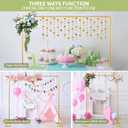 8.2FT x 8FT Backdrop Stand Heavy Duty with Base, Gold Portable Adjustable Pipe and Drape Backdrop Stand Kit, Over The Table Rod Stand with Clamps, Square Metal Arch Party Frame for Birthday Decor