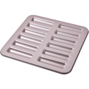 Financier Cake Pan, 12-Cavity Non-Stick Rectangle Muffin Pan Biscuits Cookies Bakeware for Oven Baking (Champagne Gold)