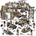 86-In-1 Army Men Toys for Boys 4-7 6-8 8-12, Military Base/Truck/Kayak Boat/Motorcycle/Helicopter/Army Men Action Figures/ Weapon Gear Accessories, Military Combat Toys Boys Christmas Birthday Gifts