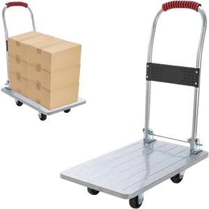 24" L x16 W Platform Truck Steel Foldable Push Cart,800 LBS Capacity Heavy-Duty Moving Platform Trucks Hand Cart for Groceries, Warehouse Transport with 4Nylon Casters
