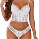 Avidlove Sexy Lace Lingerie Set Lingerie for Women (White, Small)