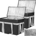 XXXL 2 Pack Insulated Food Delivery Bag with Removable Hard Bottom, Reusable Insulated Grocery Bag for Hot and Cold Food, Catering Cooler for Doordash,Warmers, Parties (Black)