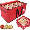 Christmas Ornament Storage Box, Ornament Storage Container with 8 Trays, Xmas Decoration Organizer Holds Up to 128 Decoration Balls, Durable 600D Oxford MaterialRed
