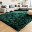 Ompaa Dark Green Rug 8x10 Fluffy Emerald Area Rugs for Bedroom Living Room Carpet, Non-Slip High Pile, Modern Fuzzy Shaggy Deep Grass Green Rug for Classroom Kids Playroom Nursery Home Office Decor