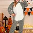 Unisex Kids Animal Cute Koala Hooded Zipper Onesie 4-12 Years (Gray, M)