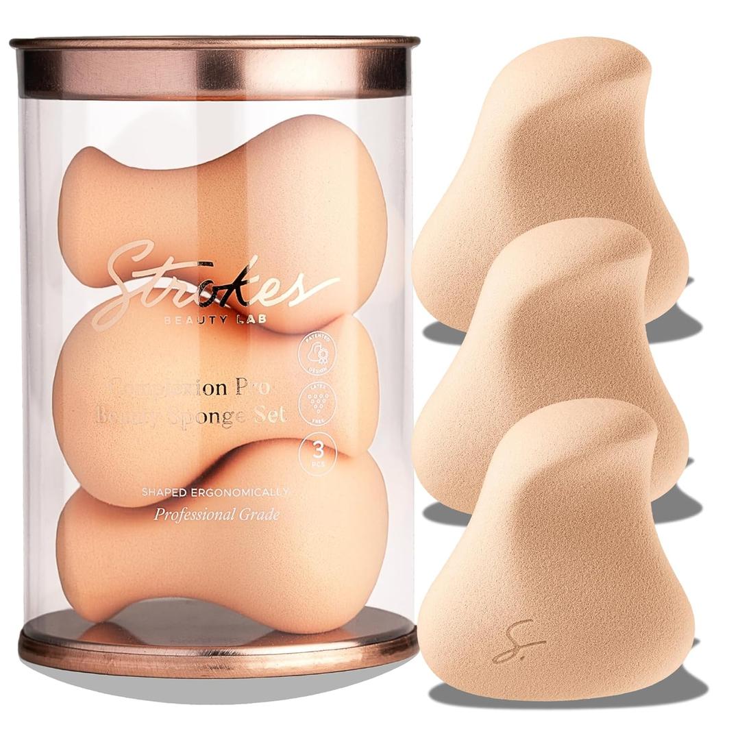 Original Beauty Blender Makeup Sponge Applicator for Powder, Cream & Liquid, Beauty Tools Puff, Streak Free Application, Vegan, Cruelty Free Made in USA, Peach (3 Pieces) (1 Count (Pack of 3))