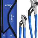 DISEN Channel Locks Pliers 2-Piece, Slip Joint Pliers Set with Dipped Handles, Adjustable Water Pump Pliers 10-Inch and 4-Inch, Tongue and Groove for Home Repair, Gripping, Nuts, Bolts, Pipe