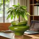 Ceramic Planters for Indoor Plants 11 Inch - Bonsai Plant Pots Outdoor, Large Planters for Indoor Plants, Green Planter with Drainage Hole, Flower Pot for Garden Decor, Gift for Women Men
