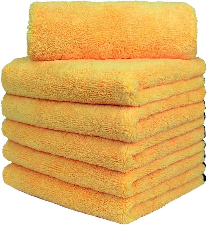 2 x CARCAREZ Microfiber Car Drying Towels, 16x24 Inch Large Car Wash Detailing Buffing Polishing Towel with Microfiber Cloth (Gold, 6)