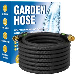 Flexible Garden Hose Water Pipe - 25FT Lightweight Garden Water Hose, Portable Patio Hose with Solid Brass Fittings and Double Latex Core for Pet Washing, Black