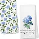 Giosve Christian Hydrangea Floral Kitchen Towels, His Mercies are New Morning Bible Verse Decorative Hand Towels for Bathroom, Religious Blue Floral Dish Tea Towel for Kitchen, 16x24 Inch Set of 2