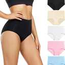wirarpa Women's Underwear High Waisted Ladies Cotton Panties Soft Full Coverage Briefs 5 Pack, Size: M