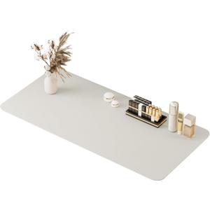 metui 39.37"" * 15.7"" Large Makeup Mat for Vanity Top Protector,Cover Work Table Waterproof, Non-Slip Pad for Makeup Vanity. (Milk White)