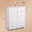WLIVE Fabric Dresser for Bedroom, Tall Dresser with 8 Drawers, Storage Tower with Fabric Bins, Double Dressers, Chest of Drawers for Closet, Playroom, Dormitory, White