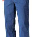 Soojun Mens Elastic Waist Jeans Relaxed Fit with Zipper and Button (30W x 30L, Blue)