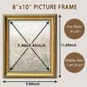 8x10 Picture Frame, Ornate Vintage Gold Photo Frames with HD Glass for Wall Hanging and Tabletop Display, 8 x 10 Antique Photo Frame with Distressed Rust-Like Finish, Retro Home Decor