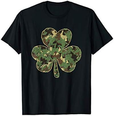 Military Family - St Patricks Day Camo Shamrock Camouflage T-Shirt, L