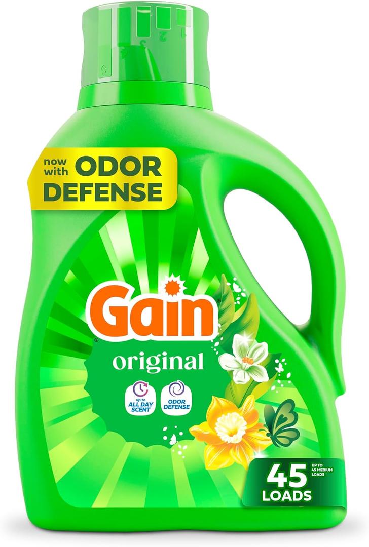 Gain Liquid Laundry Detergent, Original Scent, Freshness + Odor Fighting, High Efficiency Washing Machine Liquid Cleaning Soap, 60 fl oz, Pack of 2 