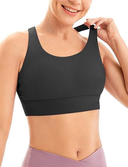 IUGA Womens Sports Bras High Impact Sports Bras for Women Strappy Padded Sports Bra Crisscross Back Yoga Bras Black, Small, Black