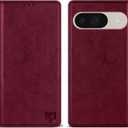 ZZXX for Google Pixel 10/10 Pro Wallet Case with [RFID Blocking] Card Slot Stand Strong Magnetic Leather Flip Fold Protective Phone Case for Google Pixel 10/10 Pro Case Wallet(Wine Red-6.3 inch)