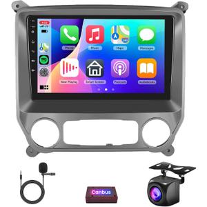 2G 64G Android Car Stereo for Chevrolet Silverado/GMC Sierra 2014-2018, Wireless Carplay Android Auto Car Radio, 10.1'' Touchscreen Head Unit Bluetooth Mirror Link GPS WiFi FM/RDS EQ Backup Camera SWC
