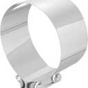 Uxcell 5.5 Inch Exhaust Clamp, 304 Stainless Steel Butt Joint Band Clamp Sleeve Coupler Pipe Repair Clamp Universal Widening Clamp for Exhaust Pipes Mufflers, Silver