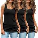 TAIPOVE Womens Extra Long Tunic Tank Tops Cotton Camisoles Basic Layering Sleeveless Black L (Pack of 1)